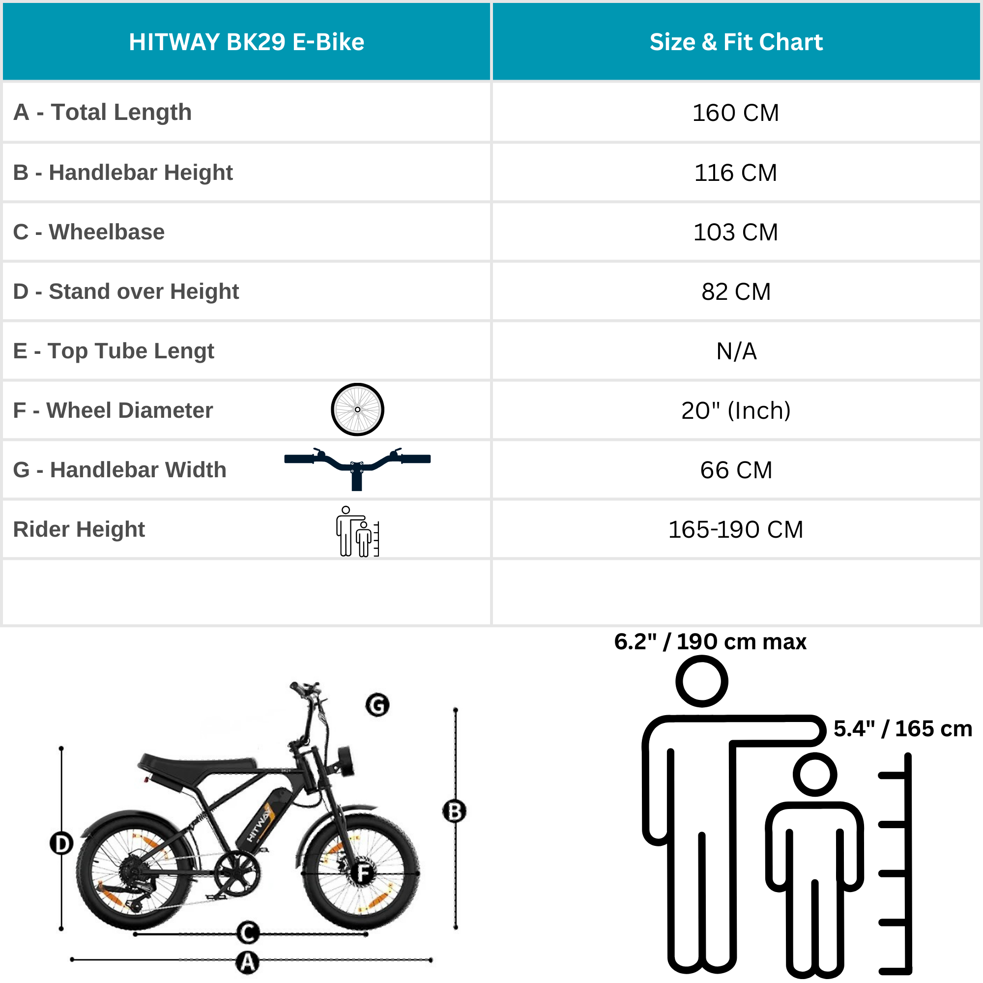 HITWAY BK29 size guide