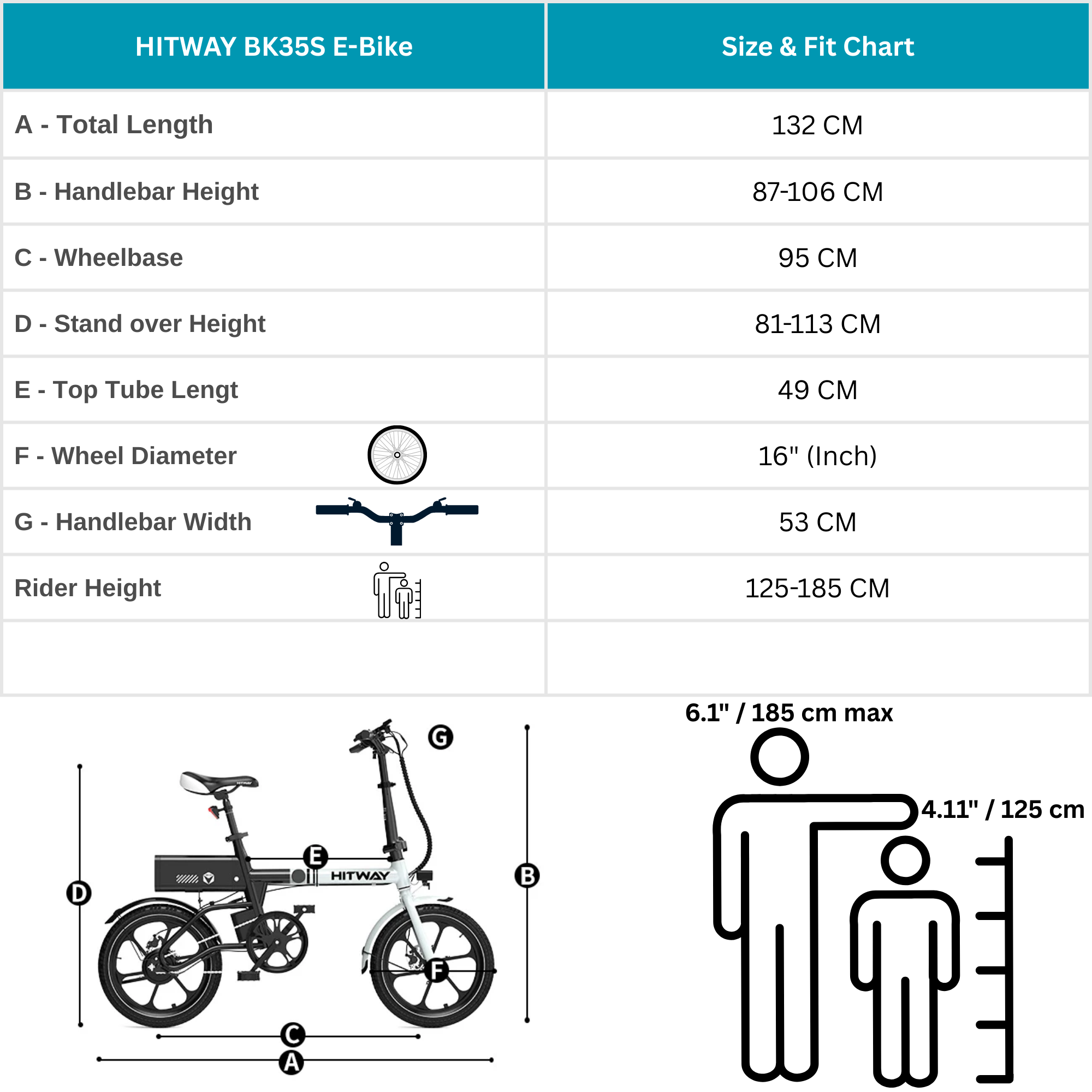 HITWAY BK35S size guide