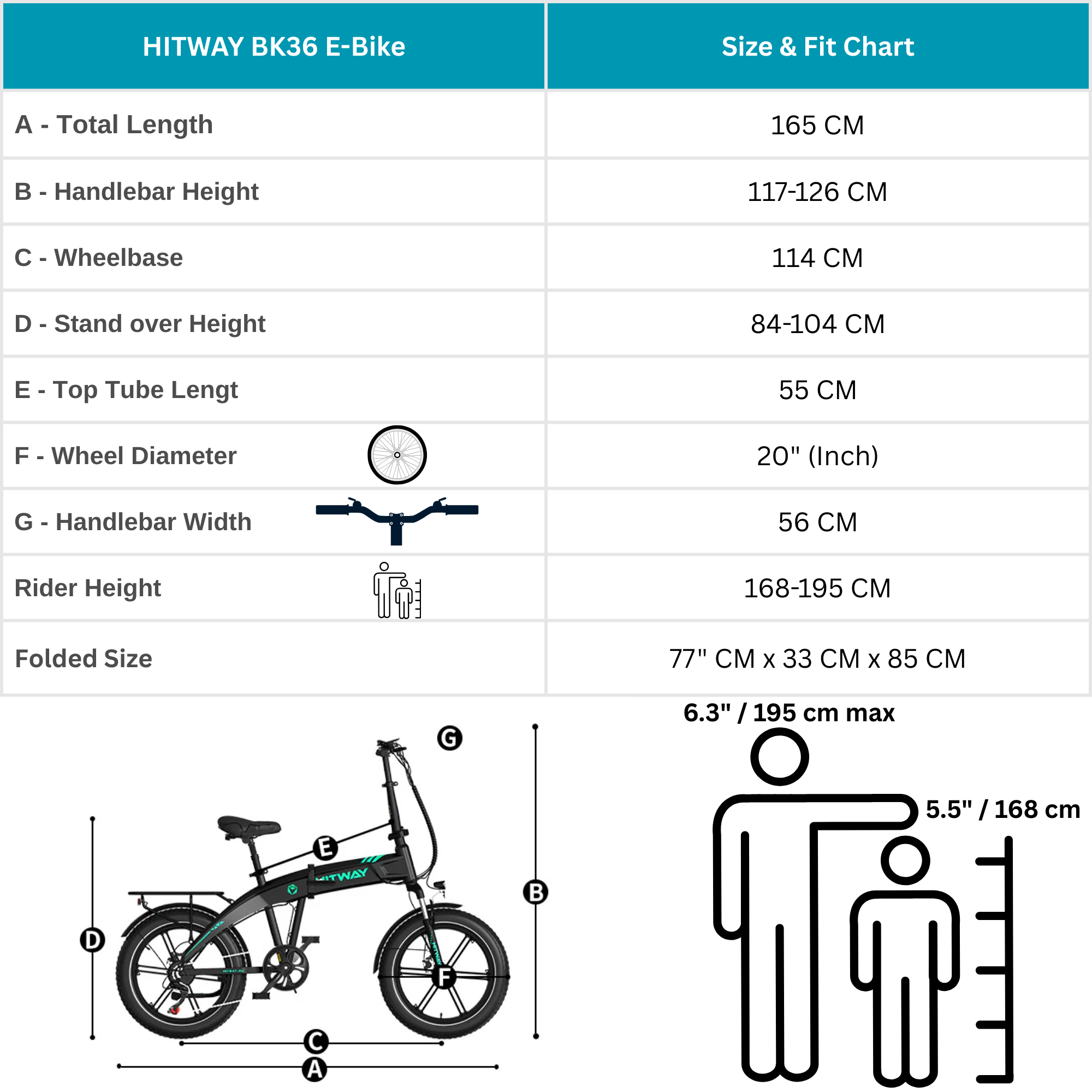 HITWAY BK36 size guide