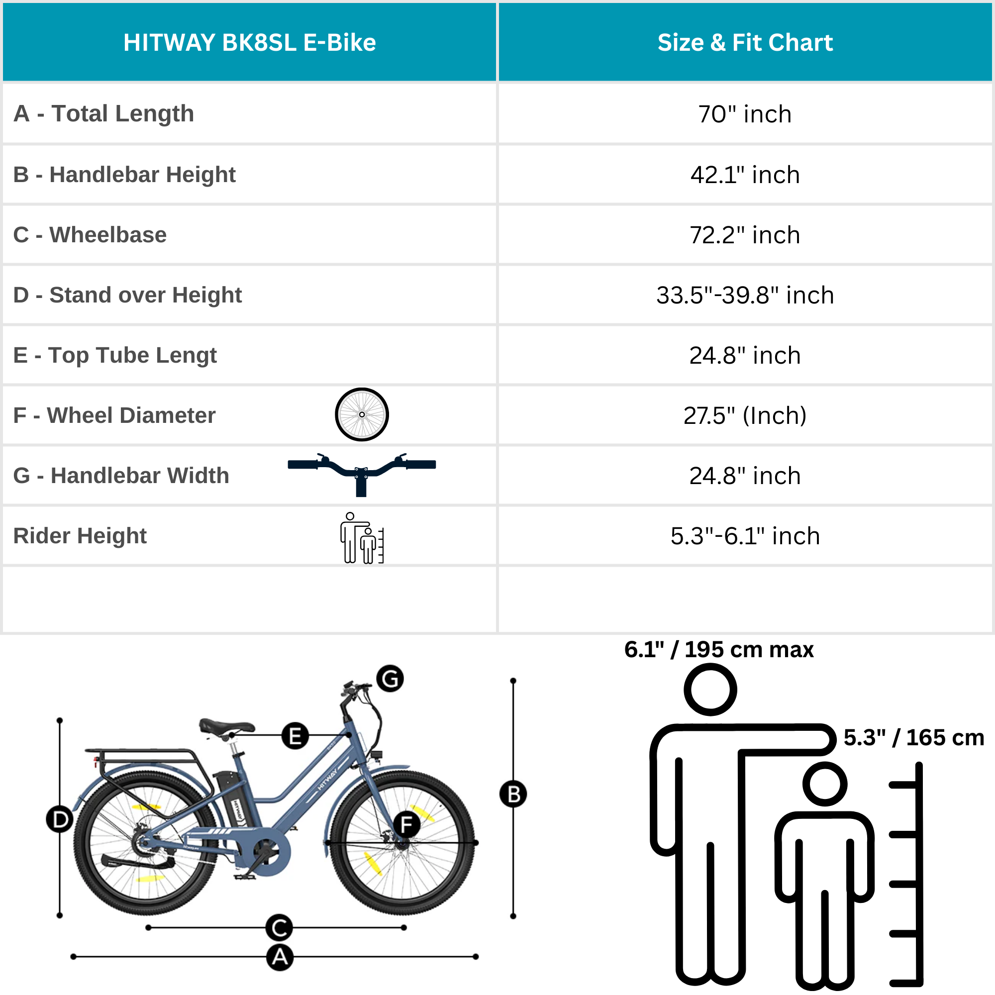 HITWAY BK8SL size guide