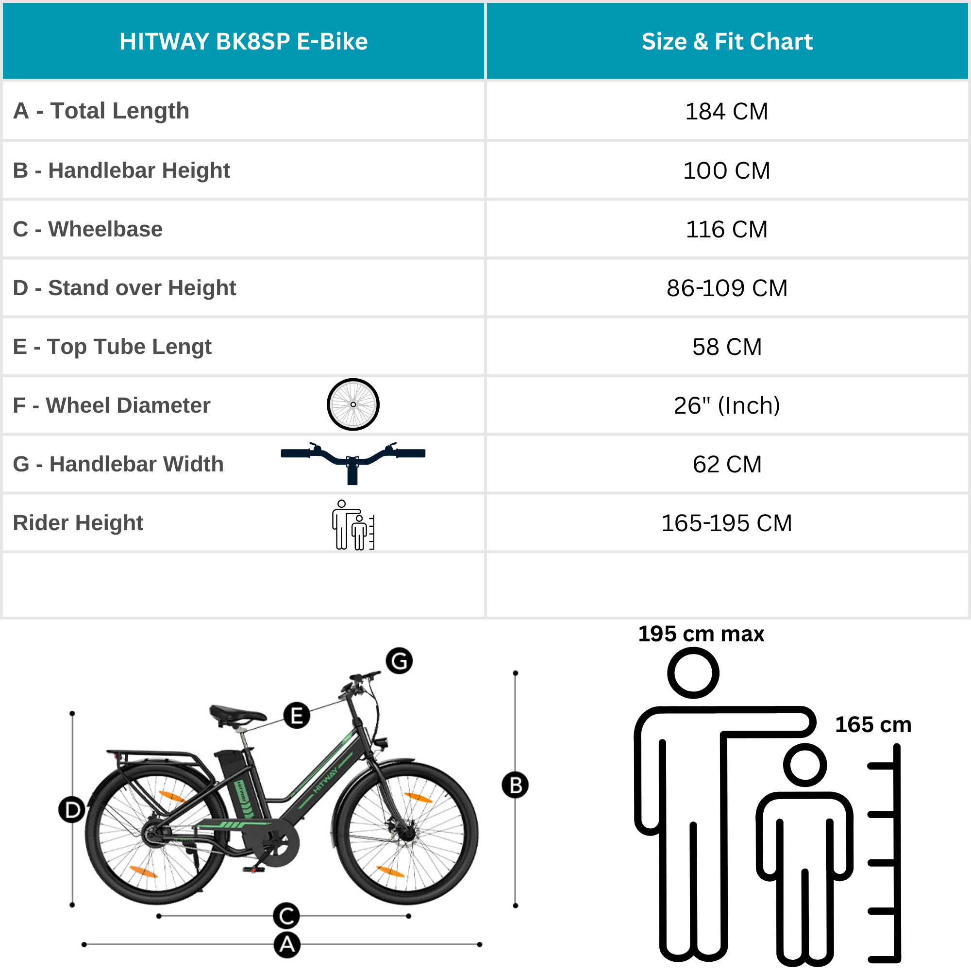 HITWAY BK8SP size guide