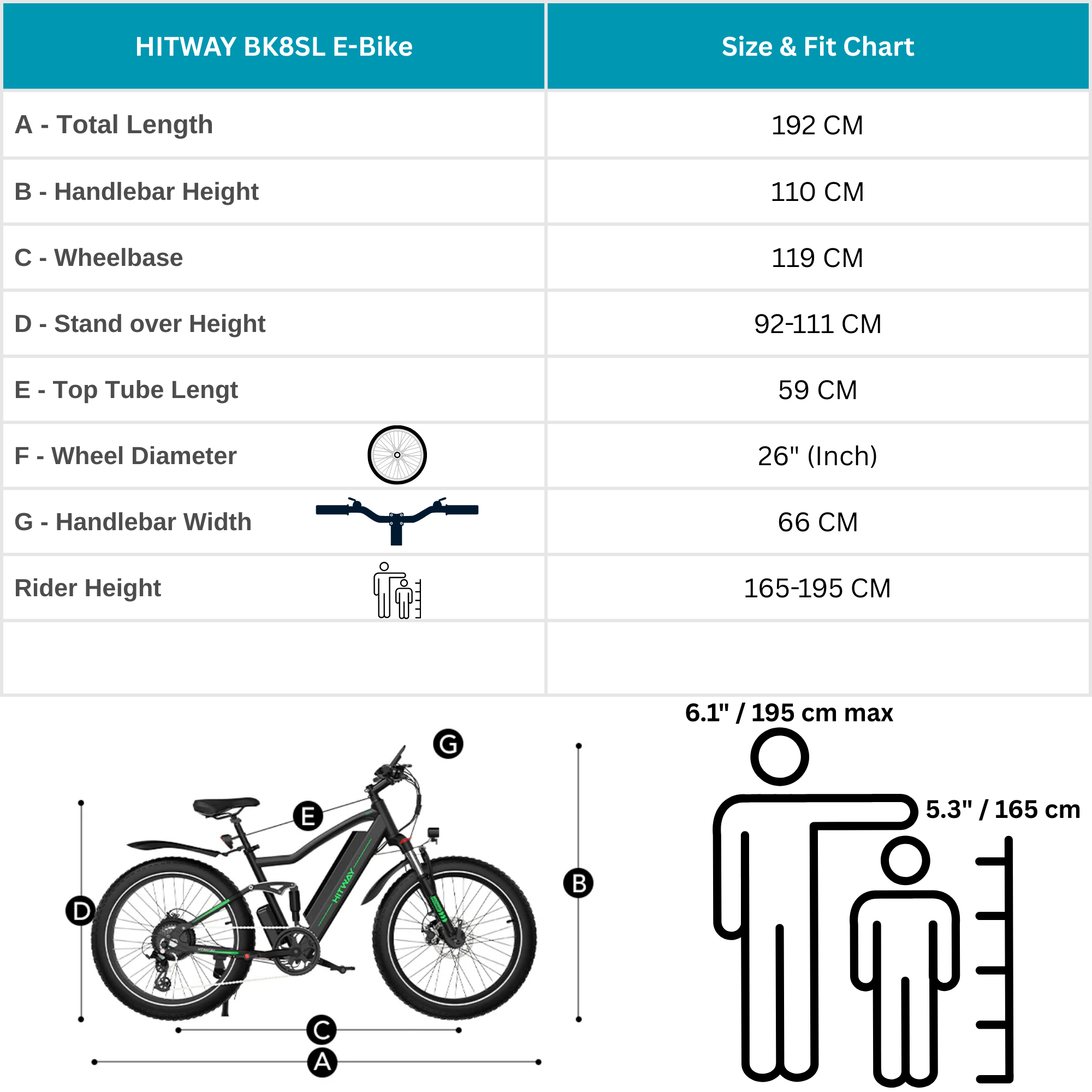 HITWAY BK9S size guide